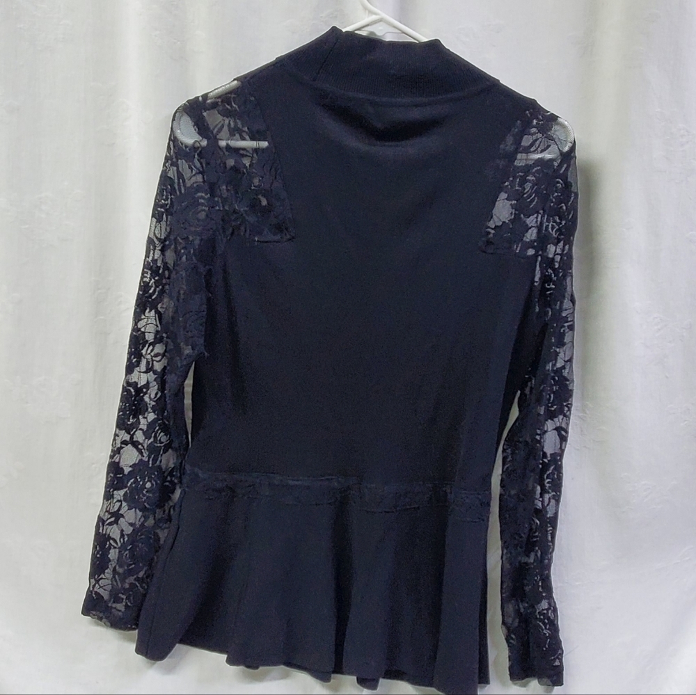 INC International Concepts Womens Black Lace Whimsygoth Witchy Romantic Top Lg - Picture 7 of 8
